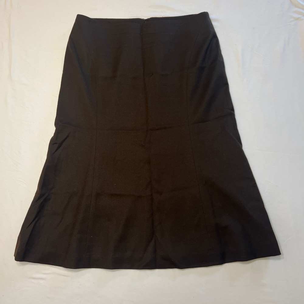 Talbots Petites Brown Wool Blend Midi Skirt Size 6P Tailored Flare Hem Lined